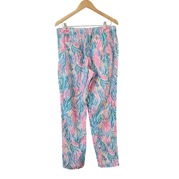 Lilly Pulitzer Taron Linen Tropical Print Lounge Pants Summer Vacation Casual - Picture 2 of 9